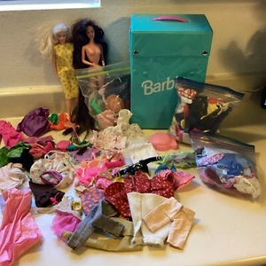 Huge Vintage Barbie Lot of clothes 2 Dolls beauty shop carrying Case ETC READ** - Picture 1 of 9