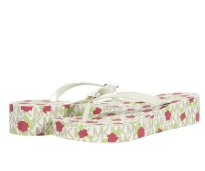 Woman MK Michael Kors Bedford Wedge/Platform Slip On Slide Sandal Vanilla - Image 1 of 4