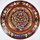 Colorful Enameled Brass 8? Plate Of Mayan Calendar Cancun Mexico Wall Hanging