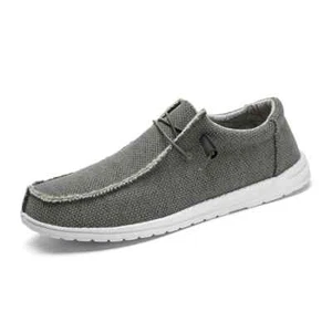 Men Canvas Sneakers Lightweight Slip on Loafers Comfort Breathable Driving Shoes - Picture 1 of 24