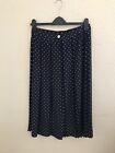 Vintage St.Michael (Made In Uk) Polka Dot Navy Pleated Skirt Size 14/16