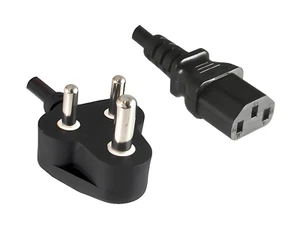 DINIC Netzkabel Indien Typ D auf C13, 0,75mm², IND 3pin Typ D/IEC 60320-C13 - Bild 1 von 5