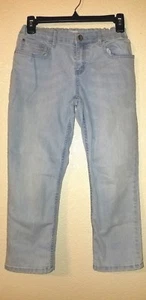 Nice Girl's 1989 PLACE Jeans Sz 14 Adjustable Waist Light Blue Jean Crop Pants  - Picture 1 of 10