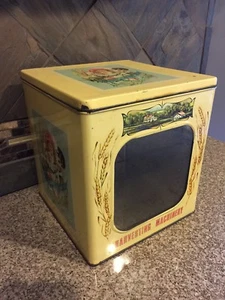 Vintage W M Roberts Harvesting Machinery Usa Tin Container Clear Window 9 3/4" T - Bild 1 von 1