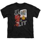 Hot Stuff Game Is Lit Kids Youth T Shirt Licensed Classic Cartoon Tee Black
