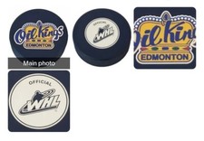 EDMONTON OIL KINGS RARE BLUE OFFICIAL WHL HOCKEY PUCK VEGUM MFG. MADE IN 🇸🇰 