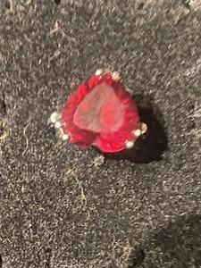 RSI Sterling Silver Ring with Heart Shaped Ruby Gemstone Size 7 - Picture 1 of 5