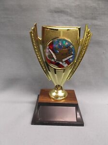 gold cup Lamp of knowledge patriotic insert trophy weighted base award