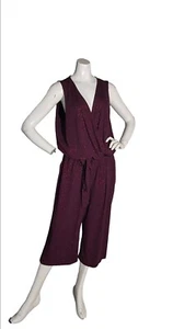 MICHAEL KORS BURGUNDY WOMEN'S GLITZ WRAP CROPPED JUMPSUIT SIZE 1X - Picture 1 of 5