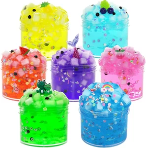 7Pack Jelly Cube Clear & Crunchy Scented Slime Kit, Super Soft & Non-Sticky, Pre - Picture 1 of 12