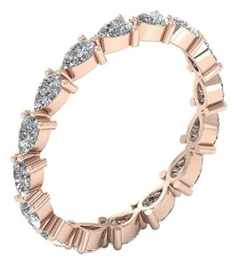 VVS1 F 1.10 Ct Pear Cut Diamond Martini Set Eternity Stackable Ring 14K Gold - Picture 1 of 10
