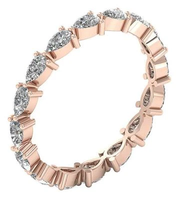 VVS1 F 1.10 Ct Pear Cut Diamond Martini Set Eternity Stackable Ring 14K Gold - Image 1 of 4