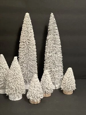 Vickerman 5"/7"/14" White Snow Oval Artificial Christmas Tree, Unlit 7 Pieces - Image 1 of 4