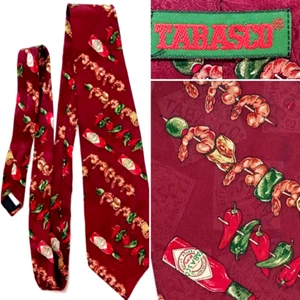 TABASCO SEAFOOD THEME MEN'S 56" X 4" 100% IMPORTED SILK NECK TIE WPL 4075 - Picture 1 of 8