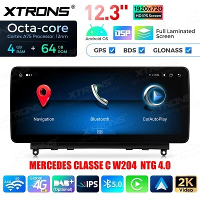 AUTORADIO ANDROID STEREO AUTO MERCEDES CLASSE C W204 2007-2010 WIFI NTG 4.0 - Immagine 1 di 4