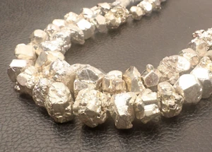 Perline di pirite argento 8 pollici filo 6-10 mm perline forma grezza perline rivestite argento - Foto 1 di 6