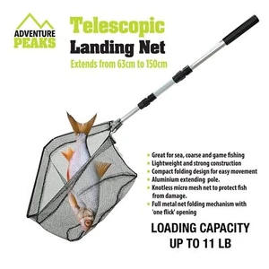 Landing Net Telescopic Folding Fishing Pole Extending Fly Carp Sea 63cm to 150cm - Picture 1 of 23