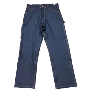 VTG Round House Jeans Mens 34x30 Blue Heavyweight Denim Carpenter Dark Wash USA - Picture 1 of 9