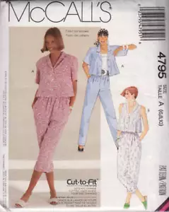 Vintage 1990 Sewing Pattern McCall's 4795 Trapeze Top, Pants, Capris HTF - Picture 1 of 3