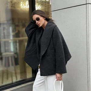 NWT ZARA Oversized Manteco Wool Coat ZW Collection Gray 2210/792 Size S - Picture 1 of 14