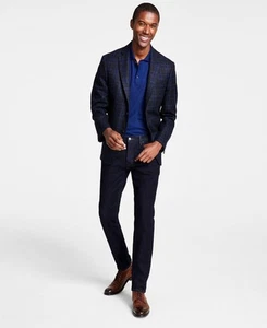 Abrigo deportivo Michael Kors Keates para hombre calce clásico mezcla de lana carbón/azul marino-38R - Imagen 1 de 3