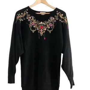 Vintage Bejeweled Pullover Grannycore Medium - Bild 1 von 4