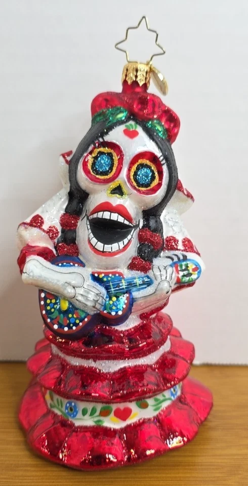 Christopher Radko - Spooky La Catrina #1020707 Skull Playing Guitar  - Image 1 of 4