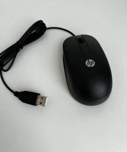 Genuine HP SM-2022 2- Buttons Ergonomic USB Optical Wired Mouse - Black - Picture 1 of 9