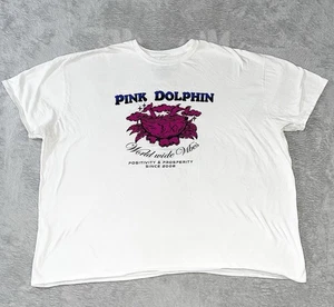 RARE PINK DOLPHIN T-Shirt White “World Wide Vibes” Big & Tall 4XL - Picture 1 of 3