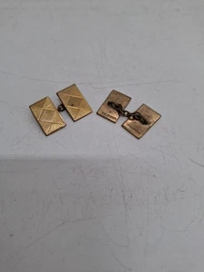 Rolled Gold Cufflinks Gentlemans Art Deco Vintage 5.44 g Rectangle Carved Design - Picture 1 of 12