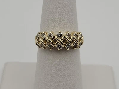 Anillo Damas 10k 2 Filas Diamantes Redondos Naturales 0.45ctw Diseño Infinito Talla 6.75 Foto 1 de 4