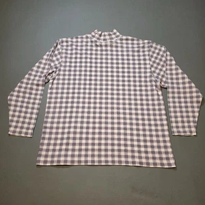 Vintage Eddie Bauer Women's Turtle Neck Long Sleeve Shirt Cream Plaid Large - Picture 1 of 7