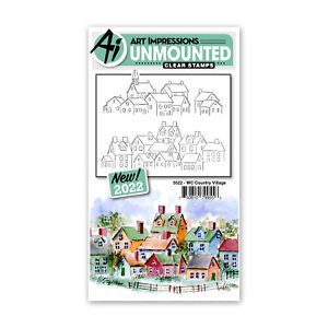 AI WC COUNTRY VILLAGE SET-Art Impressions Watercolor Photopolymer Clear Stamps