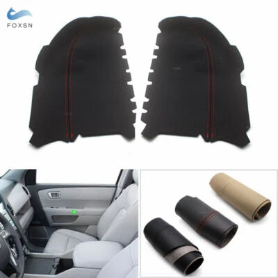 2pcs Black Leather Front Car Door Panels Armrest Cover For Honda Pilot 2009-2013 - Image 1 of 4