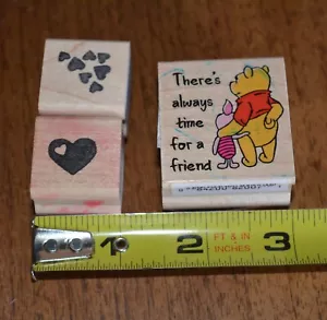 Estampillas de goma en madera Disney Winnie The Pooh Piglet Love Friendship Hearts - Imagen 1 de 7