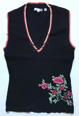 Suéter bordado sin mangas Yuma talla T1 talla S negro Foto 1 de 3