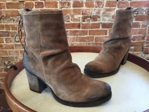 Bos & Co Barlow Water Resistant Slouch Suede Ankle Boots Taupe 40 9-9.5 New - Picture 1 of 4