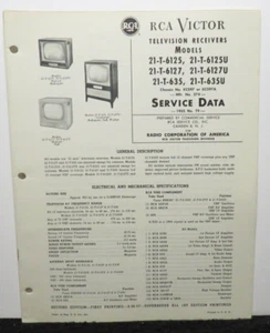 RCA VICTOR TELEVISION SERVICE DATA 1955 T9 21-T-6125 -6127 -635 KCS97 36 PAGES - Picture 1 of 1