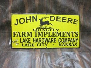 Assiette en métal émaillé porcelaine John Deere Farm taille 30" x 15" pouces - Photo 1/6