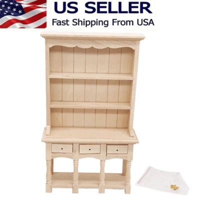 1/12 Miniature Furniture Dollhouse Unfinished Cupboard Hutch Cabinet AN#LI - Image 1 of 3