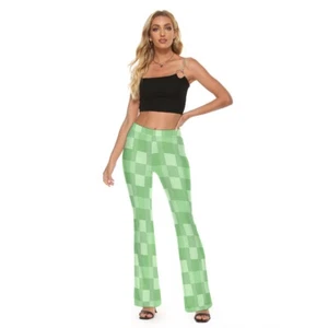 Women's Skinny Checkered Flare Pants - Picture 1 of 5