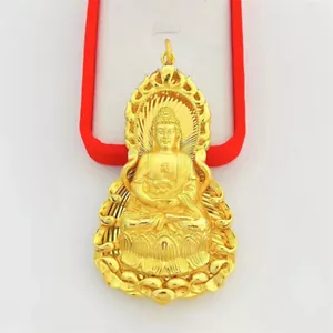 Big Buddha 24K Thai Baht Gelbgold Hausarzt gefüllte Halskette Schmuck - Bild 1 von 4