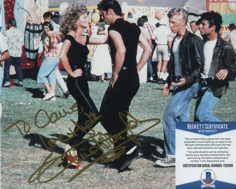 OLIVIA NEWTON-JOHN SIGNED AUTOGRAPHED GREASE PHOTO TO CLAIRE BAS BECKETT COA Cover