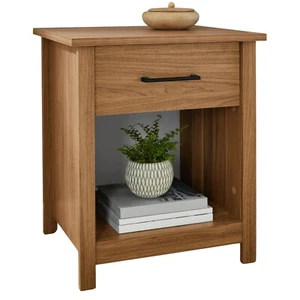 Mainstays Hillside Nightstand W/ Drawer Open Storage Bedroom Nightstand, Walnut - Picture 1 of 7
