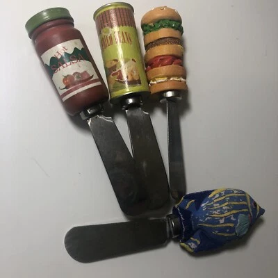 Boston Warehouse Mantequilla Esparcidor Queso Lote de 4 Comida Hamburguesa Frijoles Pescado Foto 1 de 4