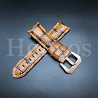 26 Mm Brown Leather Alligator Watch Band Strap Fits For Panerai Sub 47 Mm Rose