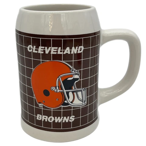 Vintage Cleveland Browns Ceramic Mug Beer Stein Brown Licensed NFL 90s Papel Cover