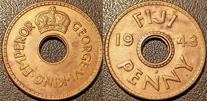 Fiji - George VI - 1 penny 1943 S, San Francisco ! KM#7a - Imagen 1 de 1