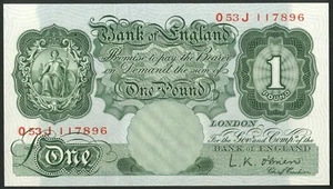 Bank of England, L. K. O'Brien, 1 pound, [1955], O53J series, AUNC - Picture 1 of 2