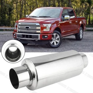 2.5" In/Out 16" Exhaust Muffler Resonator No Rasp Noise For Ford F-150 5.0L 5.4L - Picture 1 of 18